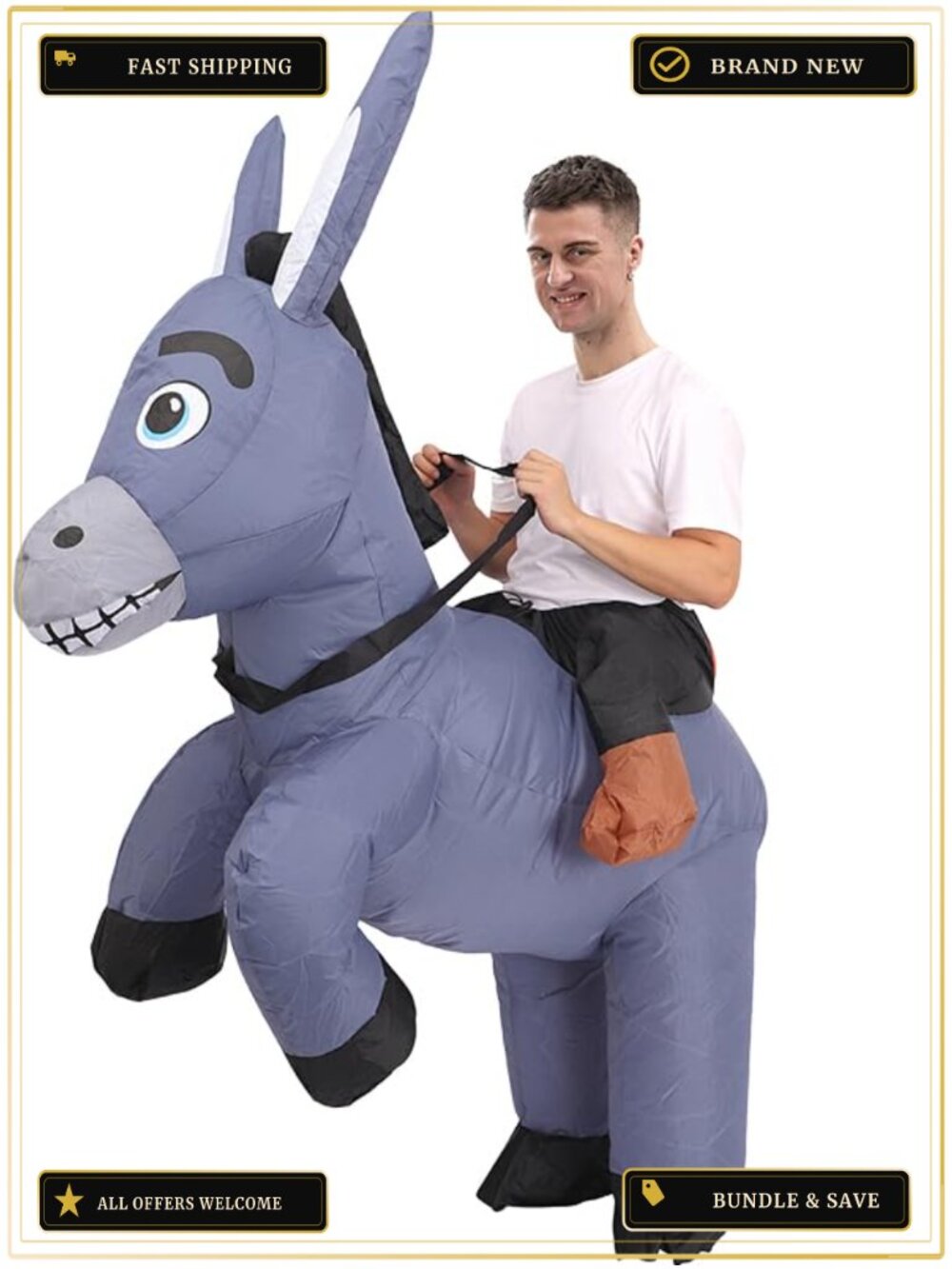 Inflatable Donkey Costume Adult Funny Ride On Blow Up Halloween Suit